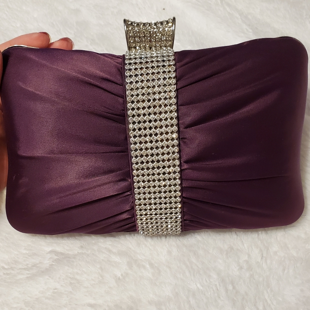 Purple rhinestone clutch